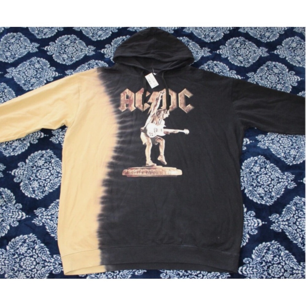 New AC/DC Adult Hooded Sweatshirt Size XL Tie Dye Hoodie - Music Rock N Roll 90s